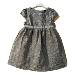 GAP | Girls’ Gray + Metallic Jacquard Silver Dress